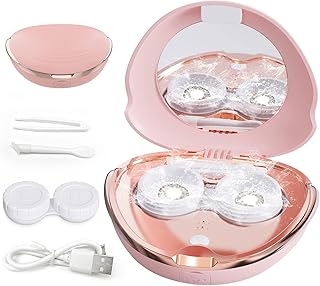 Contact Lens Cleaner Machine, Portable Ultrasonic Contact Lens Cleaner with USB Charger ,Small 56kHz High Frequency Vibrate,for Daily Care Fast Cleaning Soft and Hard Contact Lenses(Pink)