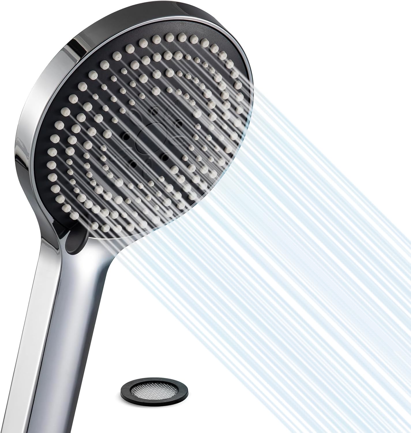 OFFO Soffione Doccia, Doccino per Doccia con 6 Modalità di Getto, Soffione Doccia Grande per Il Risparmio Idrico, Doccetta per Il Bagno,Cromo