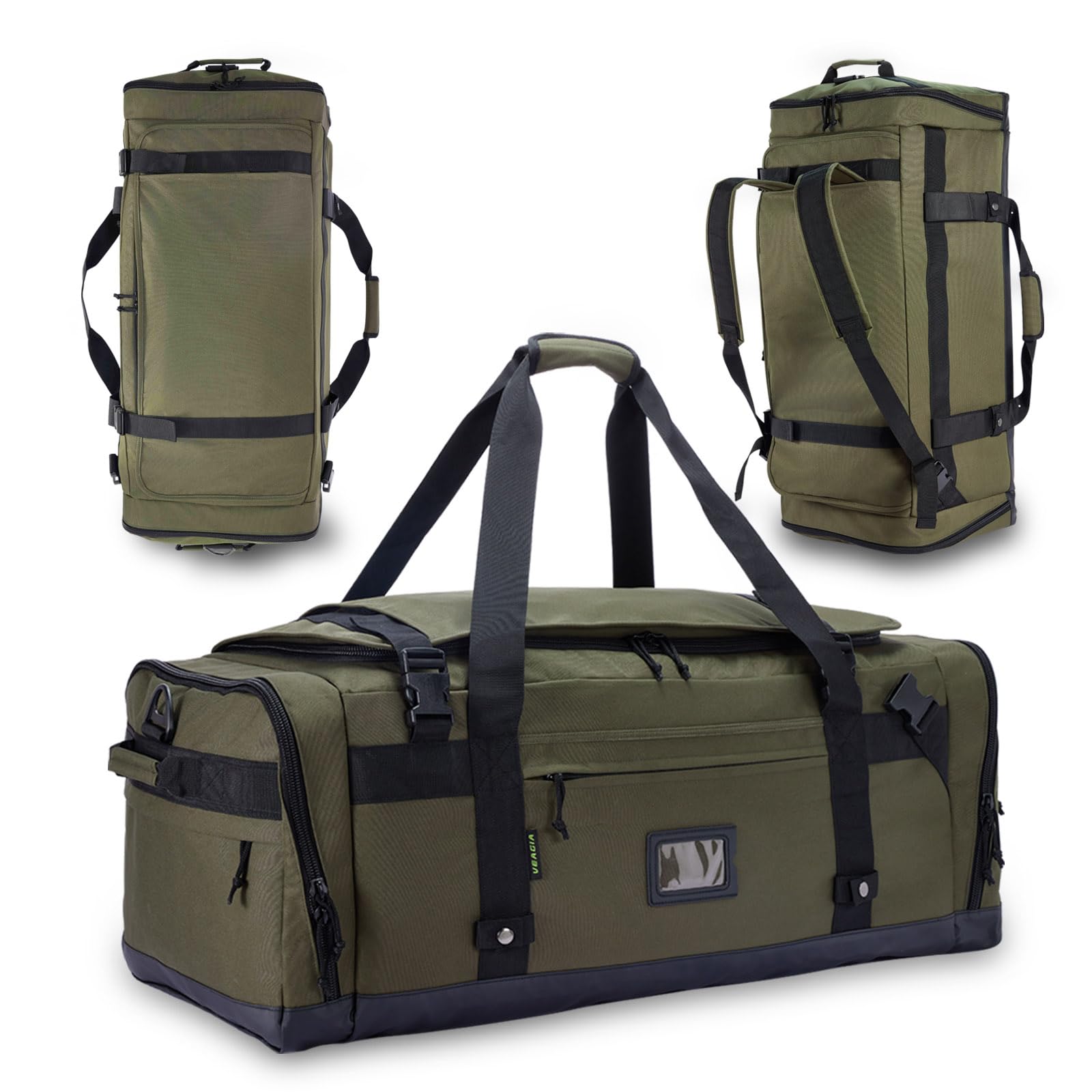 Large Duffle Bag for Travel - Men & Women, Foldable Gym Duffle Backpack, Heavy Duty Tactical Military Canvas Duffel Bags, Extra Big Carry On with Shoe Pockets, Waterproof (80L/103L)