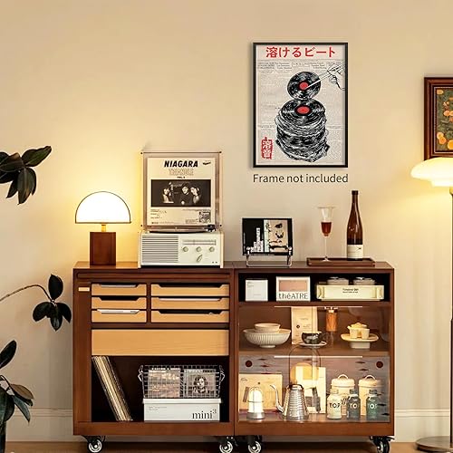 Miniatura 4 de Póster de música vintage japonés, arte estético de periódico retro, arte de pared de vinilo derretido, impresiones en lienzo para bar, dormitorio,