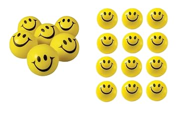 ShubhKraft Cute Smiley Printed Stress Relief Squeeze Ball for Kids and Adults, Fun Play, Therapy, Hand Muscle Exercise, Perfect Return Gift for Birthday Parties (Pack of 18)