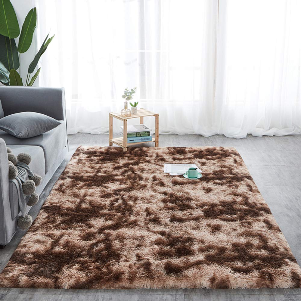 Moquette Chambre, Home Tapis Shaggy Longues Mèches En Différentes Tailles Et Coloris Tapis Shaggy Design Moderne Pour Chambre D'enfant Chambre À Coucher Salon Coureur Lavable,Marron,200X300CM