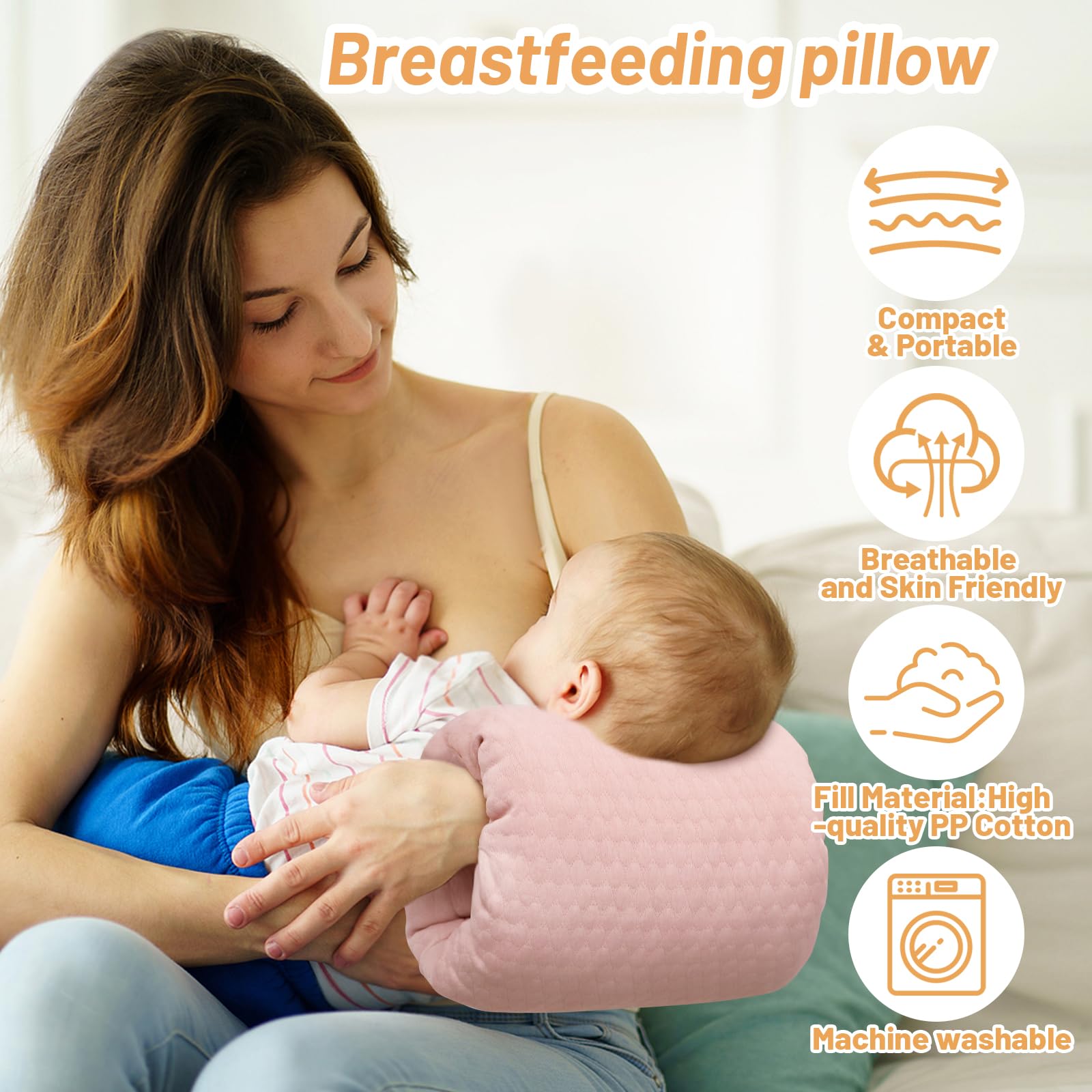 KAKIBLIN Baby Feeding Arm Pillow,Baby Nursing Arm Breastfeeding Pillows Support for Newborn Mom and Babies,Portable and Washable,Ergonomic Nursing Essentials - Image 2