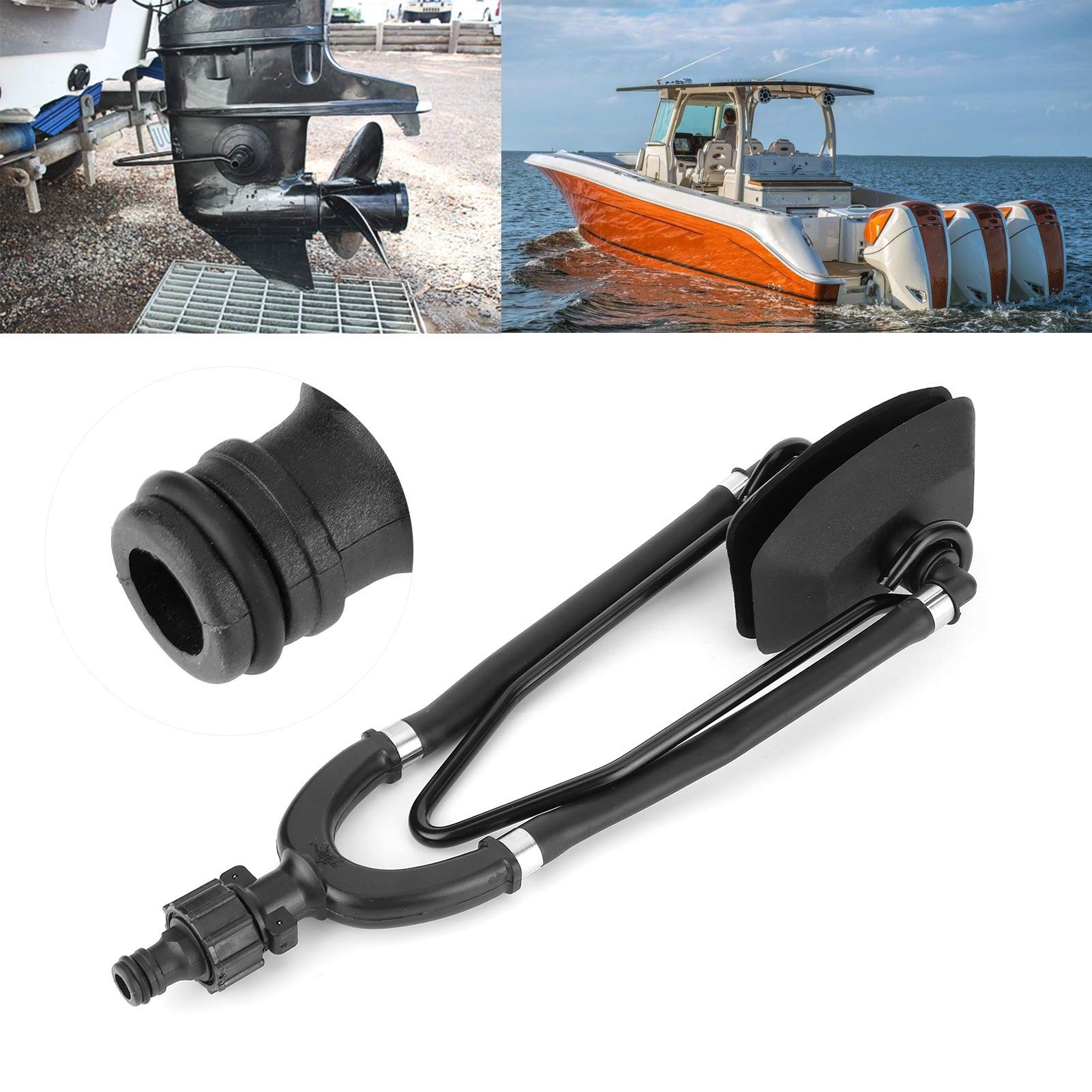 Enjuague de Agua de Motor Fueraborda, Enjuague de Agua de Motor de Barco Fuera de Borda Orejeras Rectangulares Grandes de Alimentación Doble Conexión Rápida Enjuague de Agua Marina