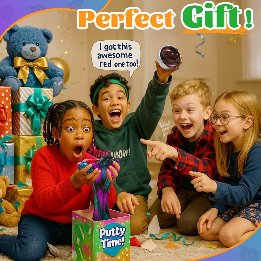 WATERELF Galaxy Putty Slime for Kids - Children's Day Gift, Fidget Sensory Artistic Therapy Putty Toys for Boys Girls Adults, Stress Relief Non-Sticky, 3.11 Inch 3.2 Oz – Green Purple