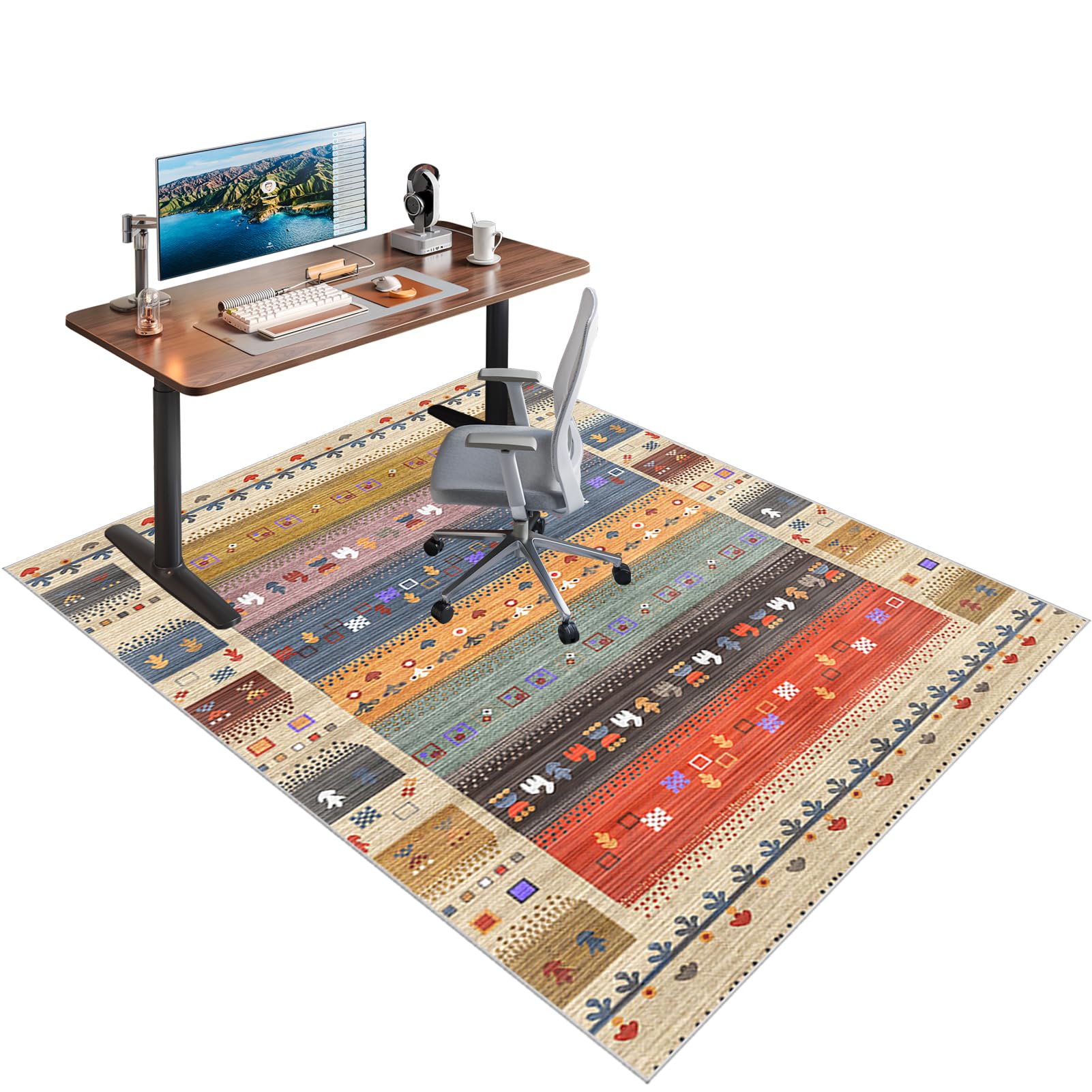 Heavy Duty Office Chair Mats for Carpeted and Hardwood Floor Carpet Protectors Chair Mat for Home and Office Rectangular Desk Chair Floor Protectors Mat Rug for Gaming Rolling Chair 70 x 100 cm