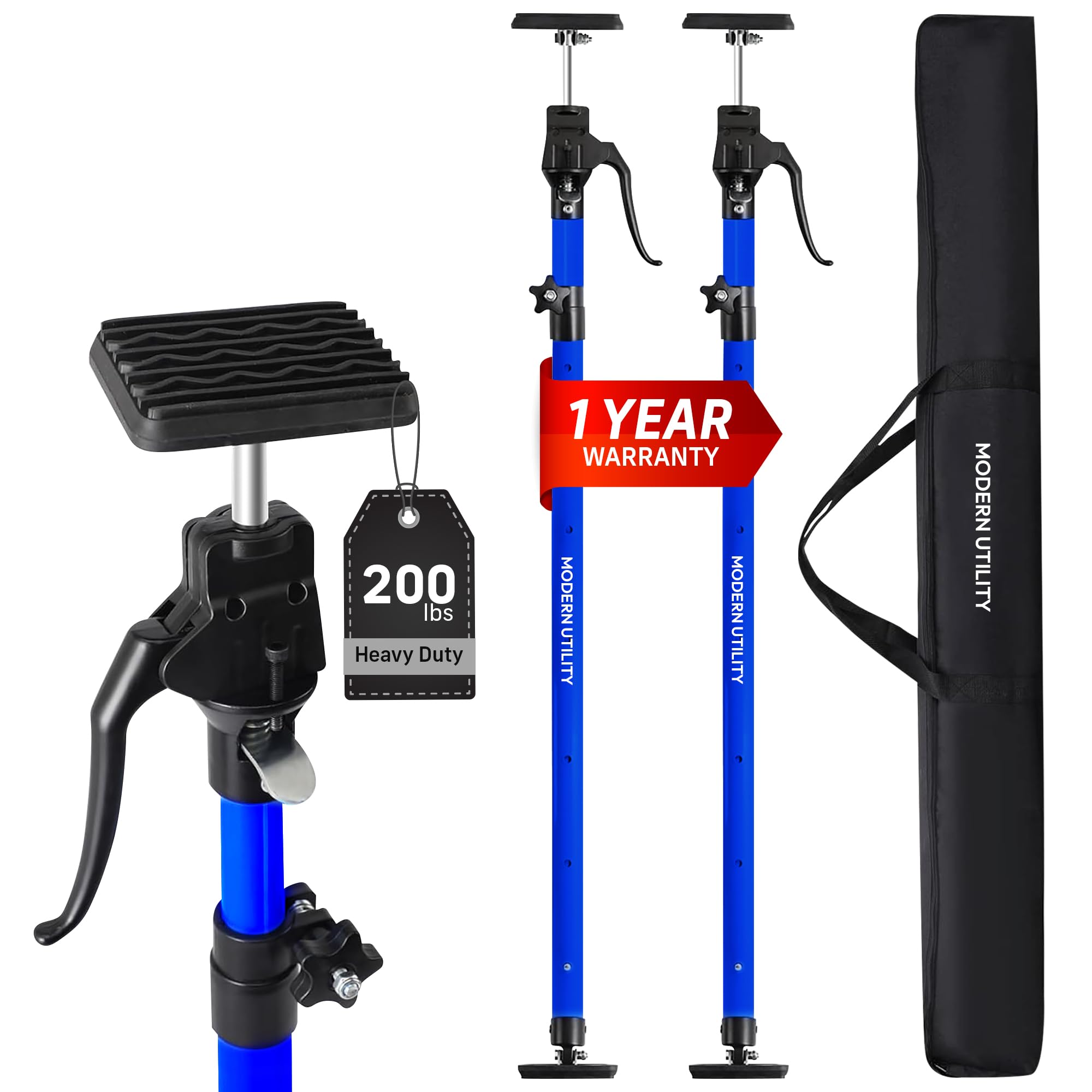 Adjustable Cabinet Jacks for Installing Cabinets (45.3-114.2 Inches 2 Pack) Heavy Duty 200 lb Support Rod &amp; Third Hand Support System with Swivel Non-Slip Pads for Drywall and Ceilings