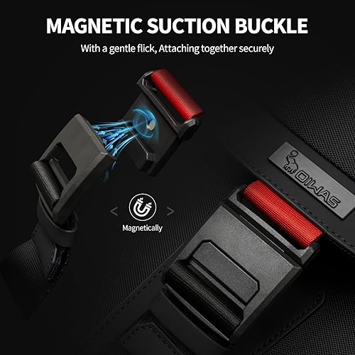 Miniatura 8 de OIWAS Mochila para laptop para hombre, mochila de viaje para laptop de 16 pulgadas con hebilla magnética, mochila de negocios de reducción de peso