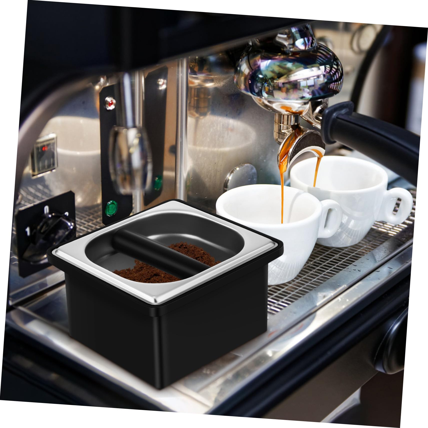 Toyvian Kaffeesatzbehälter Edelstahl Rutschfest Großer Abklopfbox Für Kaffeezubehör Mit Abnehmbarem Behälter Zur Kaffeesatzentsorgung