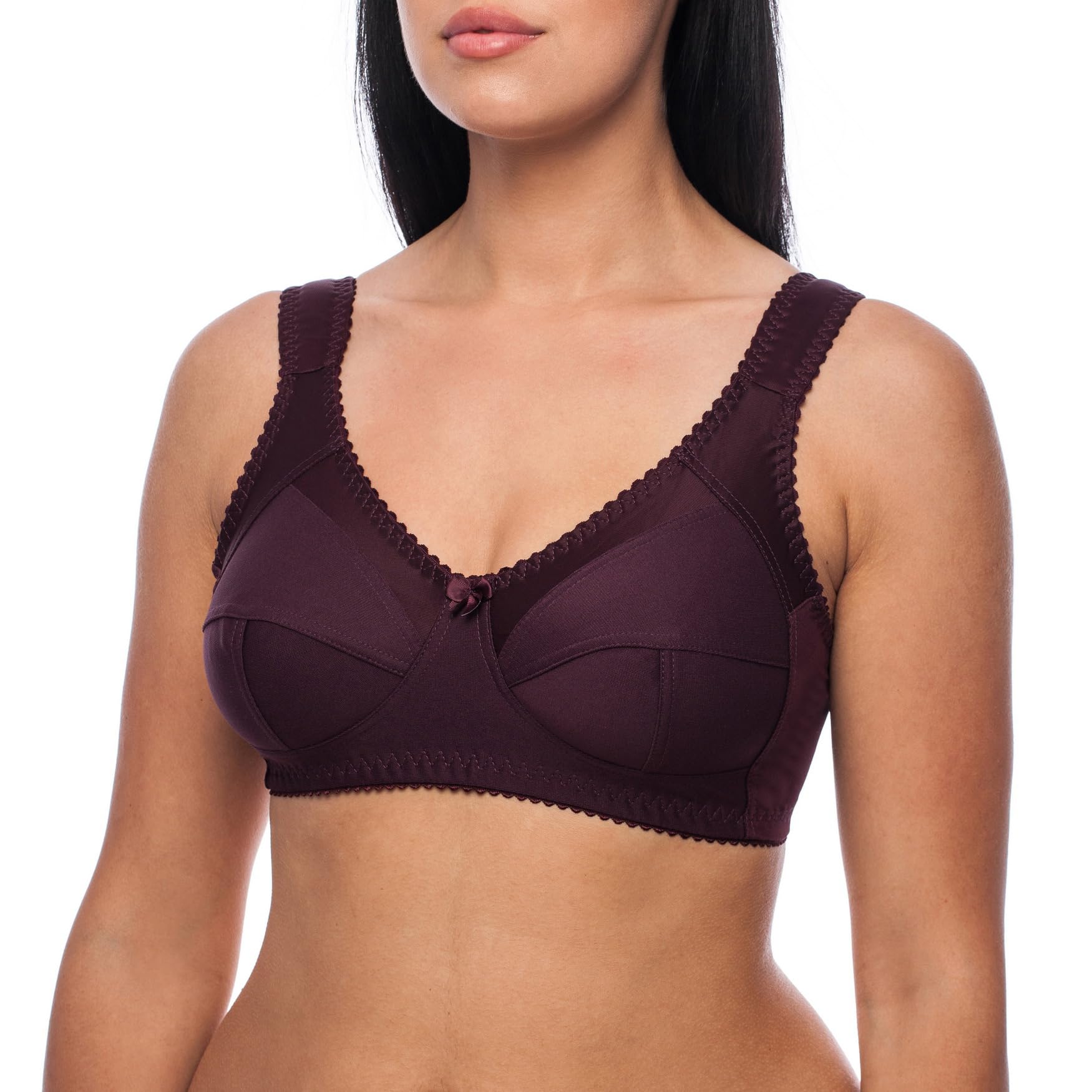 Frugue Women's Purple Wireless Bra, Full Cup Coverage, Unpadded, Minimizer, Plus Size Bras 38 Dd / 85E
