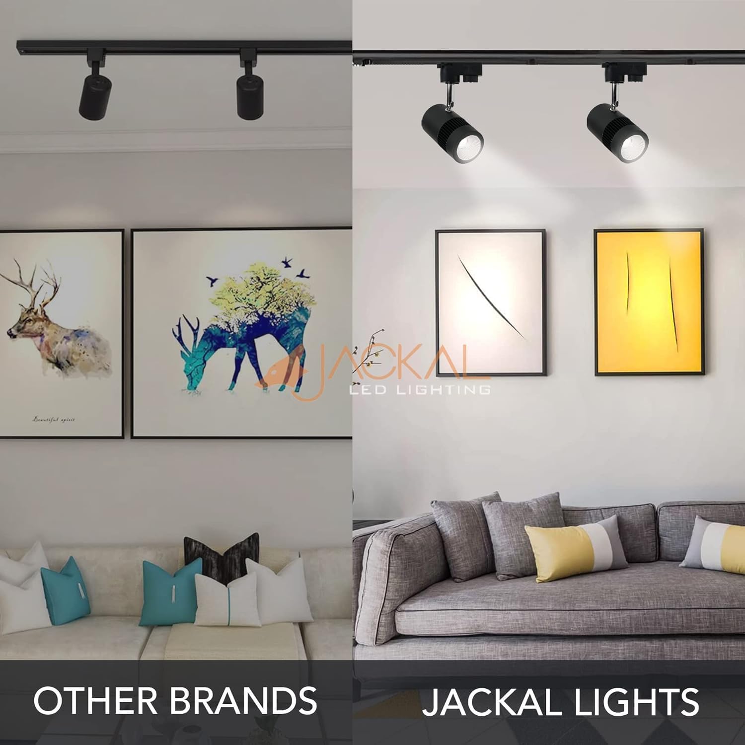 JACKAL metal LED 9 Watts Indoor Ceiling Spot Light/Focus Light/Track Light (White) Pack of 4 Flexibly Rotatable Light Head|Perfect for Kitchen, Living Room & Malls Trackway Included (Black Body) 1