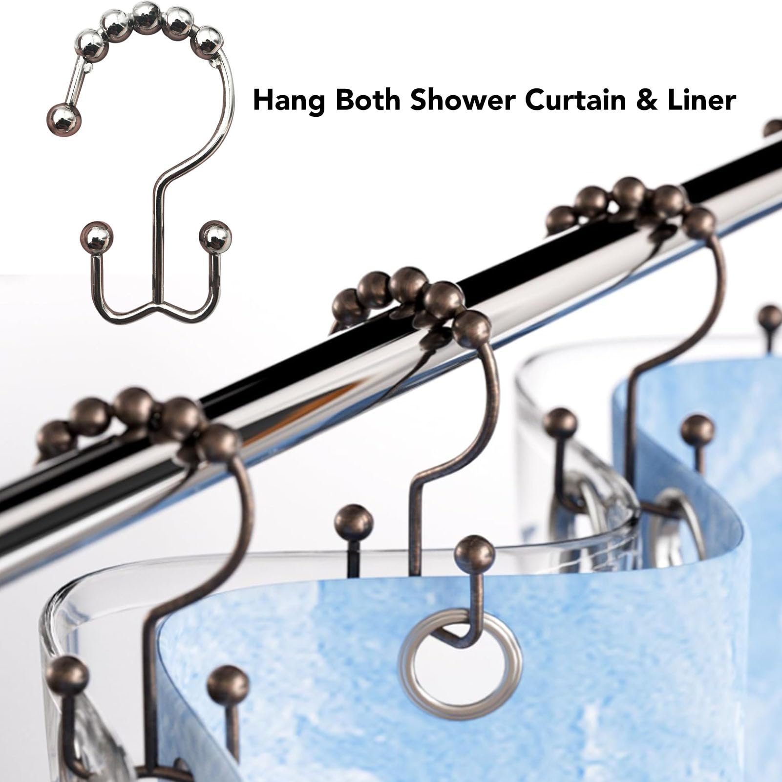 Lot De 12 Crochets De Rideau De Douche Ronds Décoratifs En Acier