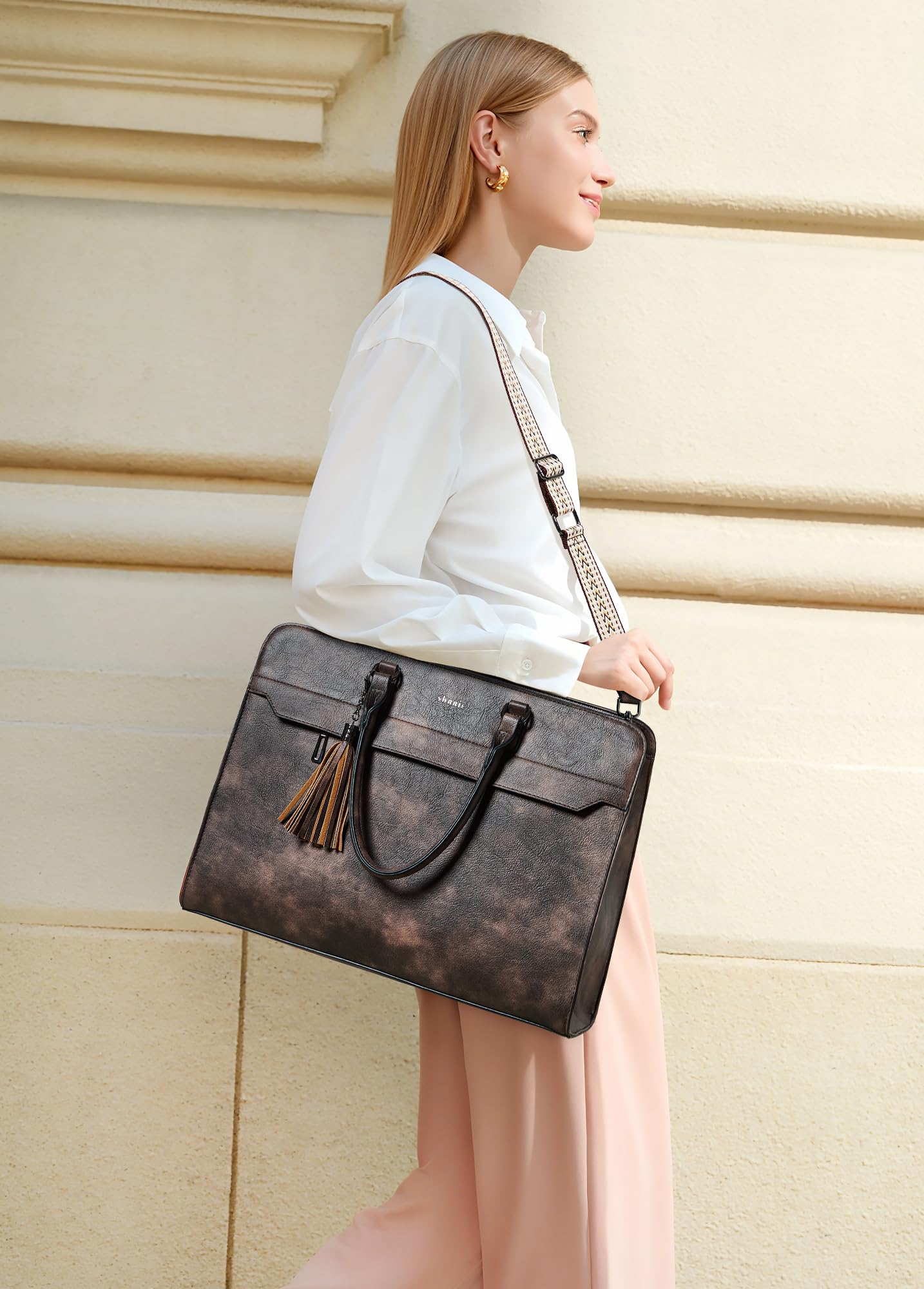 Shrrie Borsa per laptop da 15,6 pollici per le donne,Borsa da lavoro laptop resistente all'acqua,con borsa da sacchetto