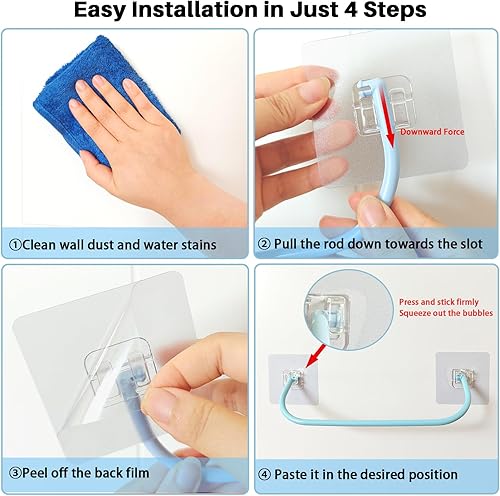 Miniatura 7 de Paquete de 6 zapateros de pared con tiras adhesivas para colgar, zapatero de pared para caravana, soporte para zapatos de espacio pequeño para