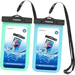 MoKo Funda Impermeable Universal, [2PZS] IPX8 Bolsa Estanca para iPhone 14/14 Pro Max/13/12/11 Pro MAX Mini, SE 3/2, Galaxy S22/S21/20 Plus Ultra, Huawei P50, Xiaomi 12/11, Mi 11/10, Azul+Verde