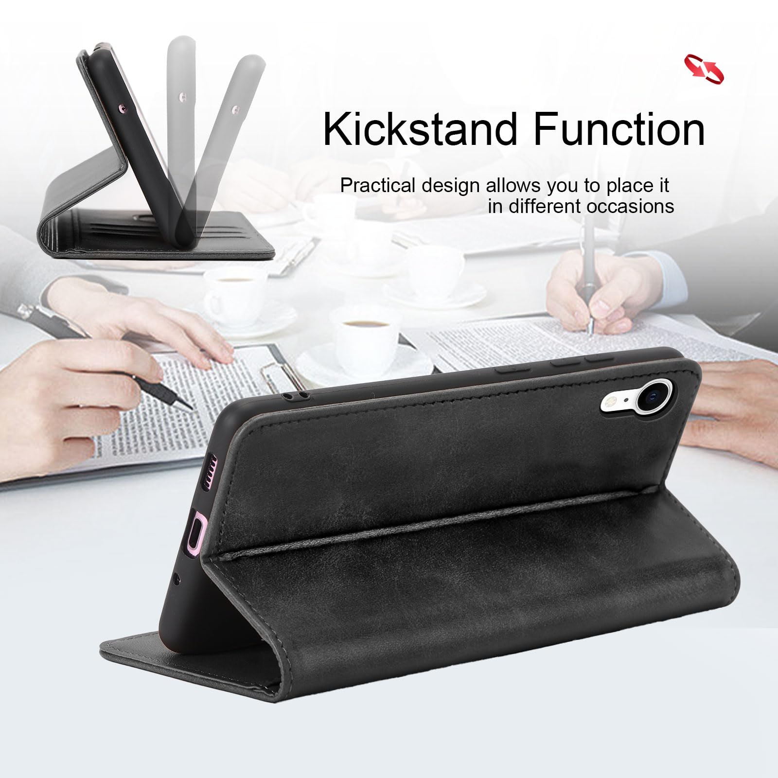 Custodia Portafoglio Per IPhone XR In Pelle - Con Slot Per Carte, Funzione Stand E Protezione 360° - Foto 6