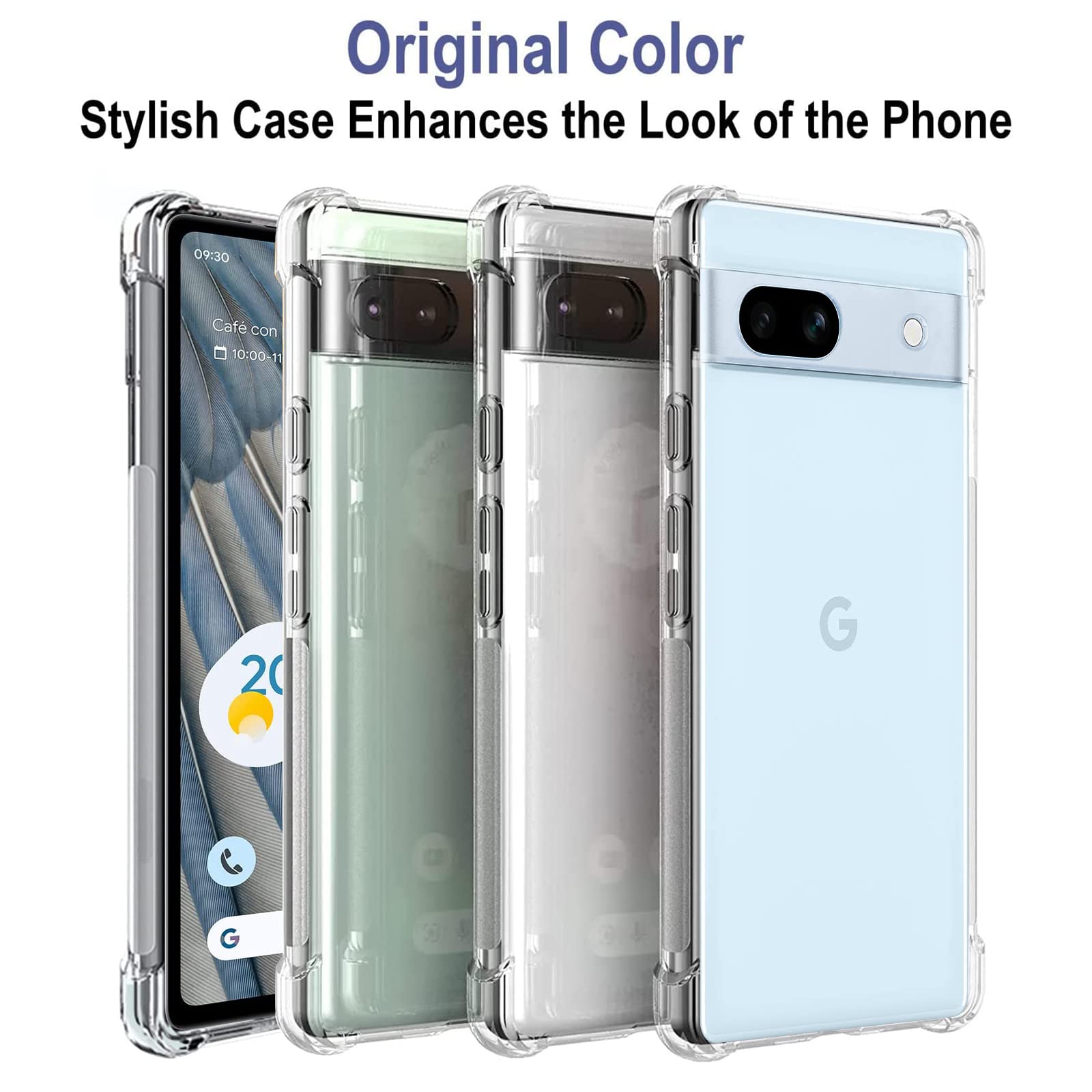 BORYA Cover per Google Pixel 7A, Transparent Morbida Silicone TPU Bumper Custodia, Ultra Sottile Antiurto Setoso Semplice Elegante Pattern Case