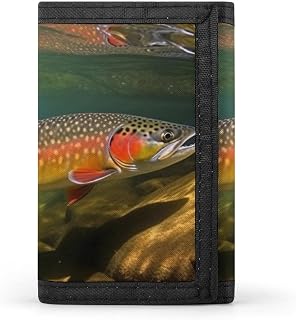 Brook Trout Fly Fishing Trifold Wallet Coin Purse With 8 Card Slots Credit Card Holder Divided Billfold Wallet