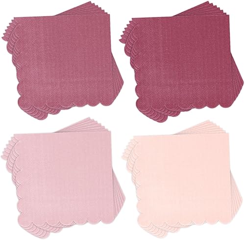 Whaline Servilletas de papel festoneado de color degradado rosa polvoriento, 4 colores, desechables, para fiestas, bodas, baby shower, suministros