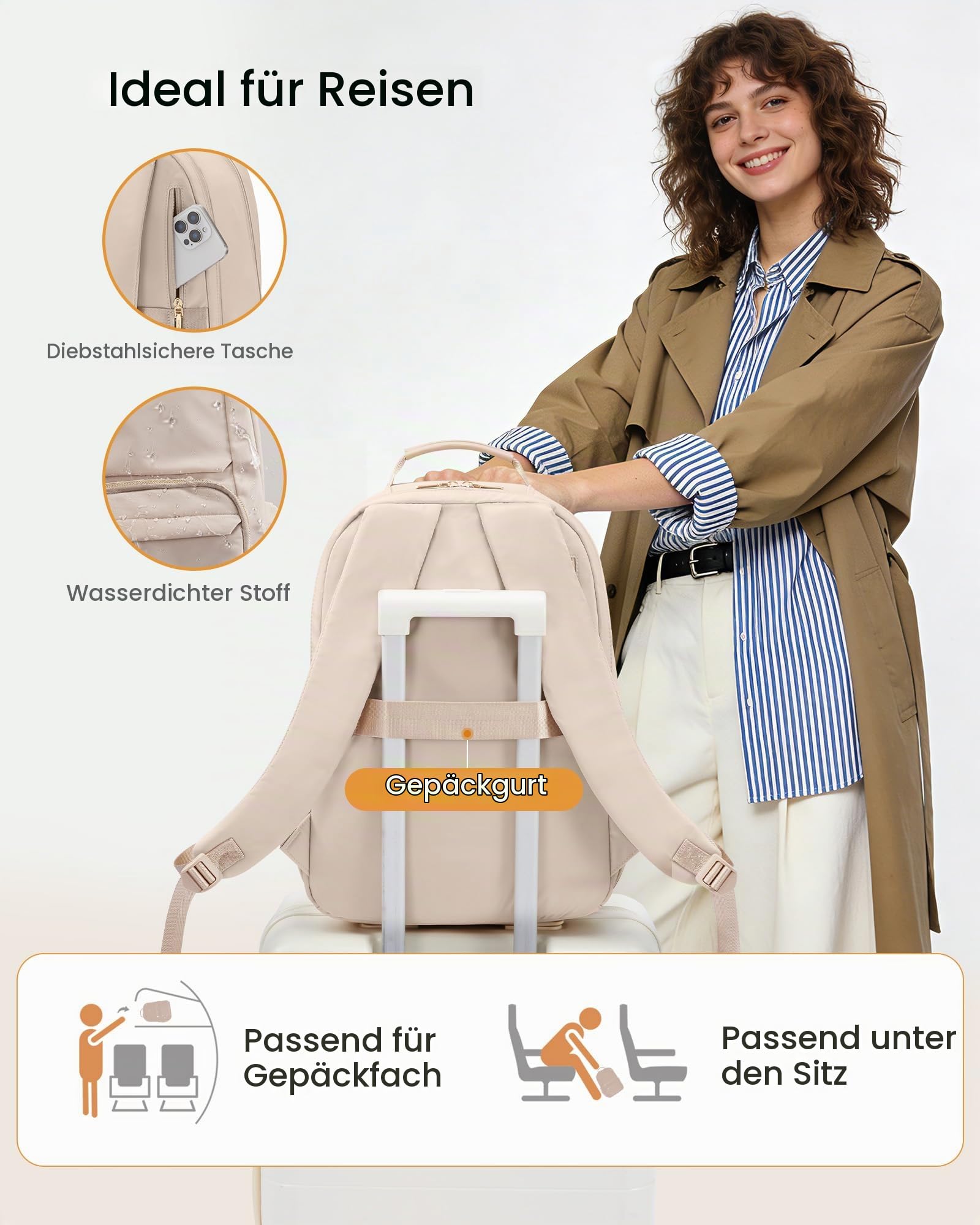 LOVEVOOK Laptop Rucksack Damen, 15,6 Zoll Schulrucksack Teenager Wasserdicht Schultasche Mädchen Elegant Backpack Women Uni School Bag City Reiserucksack Arbeitsrucksack Tagesrucksack für Schule Work