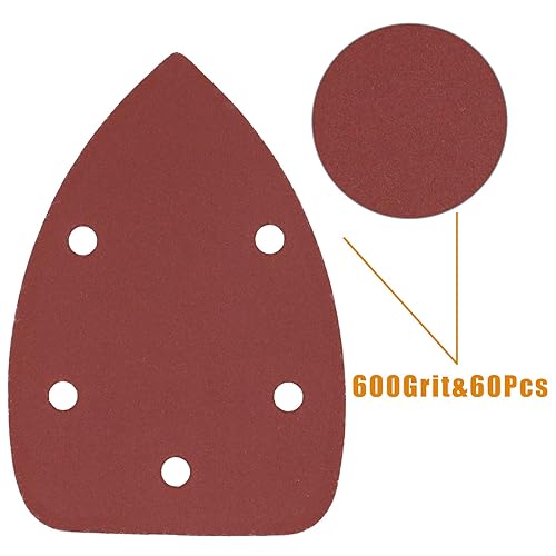 Vista 15 de 60 piezas de papel de lija con detalles de ratón de grano 80, almohadillas de lijadora de ratón de óxido de aluminio, almohadillas de lijadora