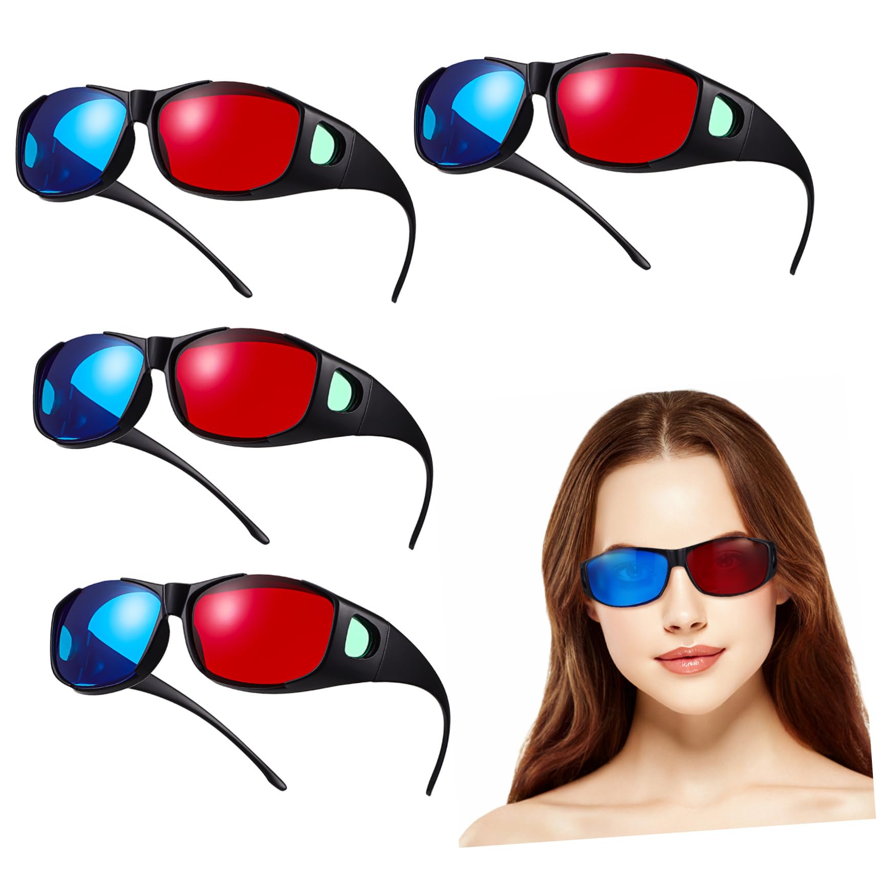 Mikikit Cinema Glasses Red Lenses 3D Movie Glasses for Home Theater Lightweight and Comfortable