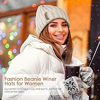 Vista 3 de SENPUKI Gorros de punto de invierno para mujer, gorro grueso para la nieve