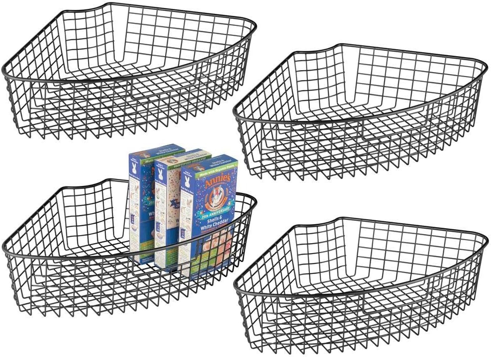 mDesign Farmhouse Metal Kitchen Lazy Susan Storage Organizer