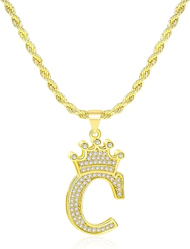 KYNOX A-Z Initial Necklace 14K Gold Pendant for Men Women, Letter Necklace Every
