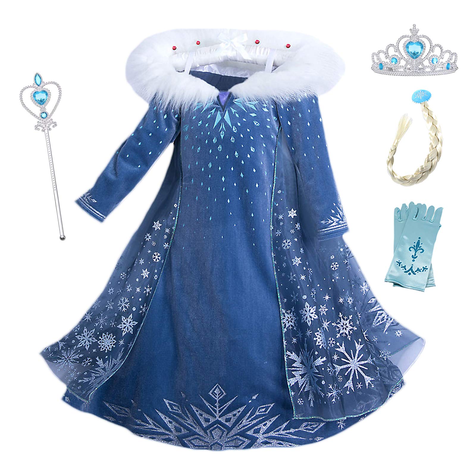 New front Costumi Bambina Tulle Diadema Festa Nuziale Blu Elsa Fantasia Principessa Cosplay Costume Carnevale Abito per Bambino Principessa Natale Partito Compleanno Carnevale Abiti Fantasia Vestite