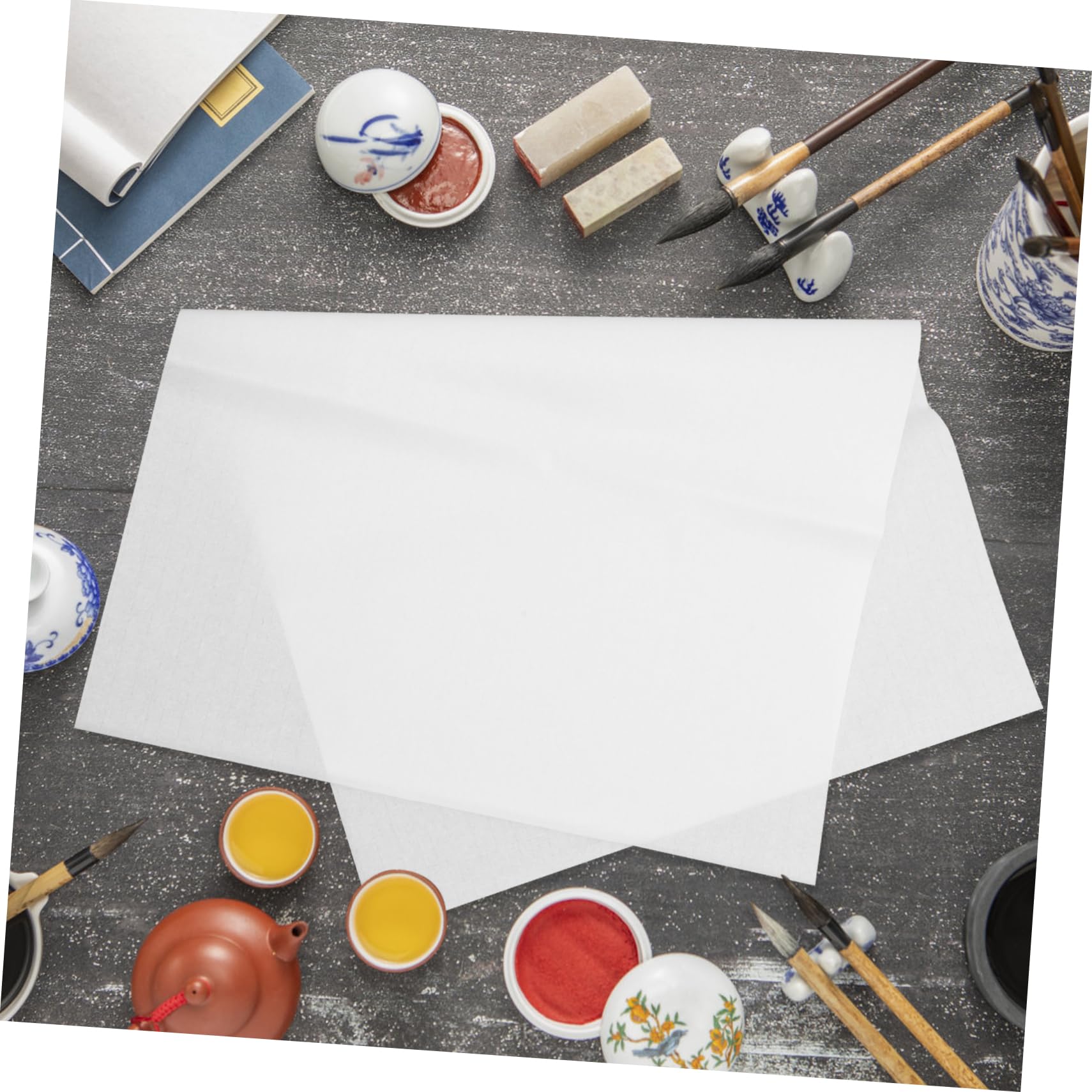 Veemoon Papier à Dessin à Pinceau Rectangulaire 45x69 Cm 100 Feuilles Papier de Riz Xuan Blanc Naturel pour Calligraphie Artistes Débutants École Maison Usage Quotidien