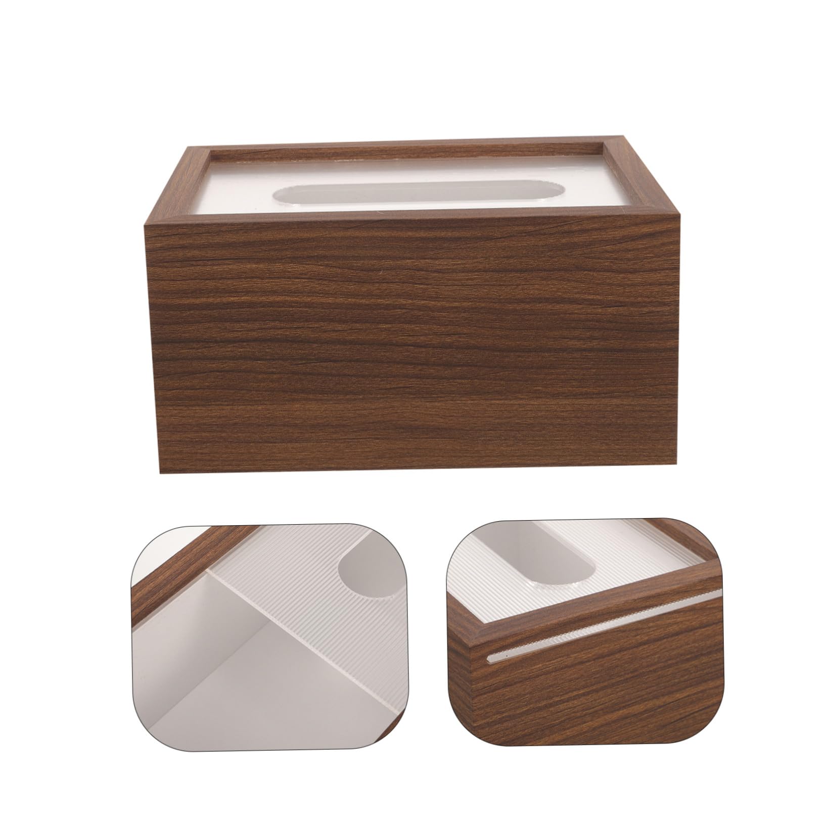 TOYANDONA Vintage Taschentuchbox Walnuss Holzdesign Großer Taschentuchspender für Wohnzimmer und Bad Kompakter Serviettenhalter mit Praktischem Stauraum