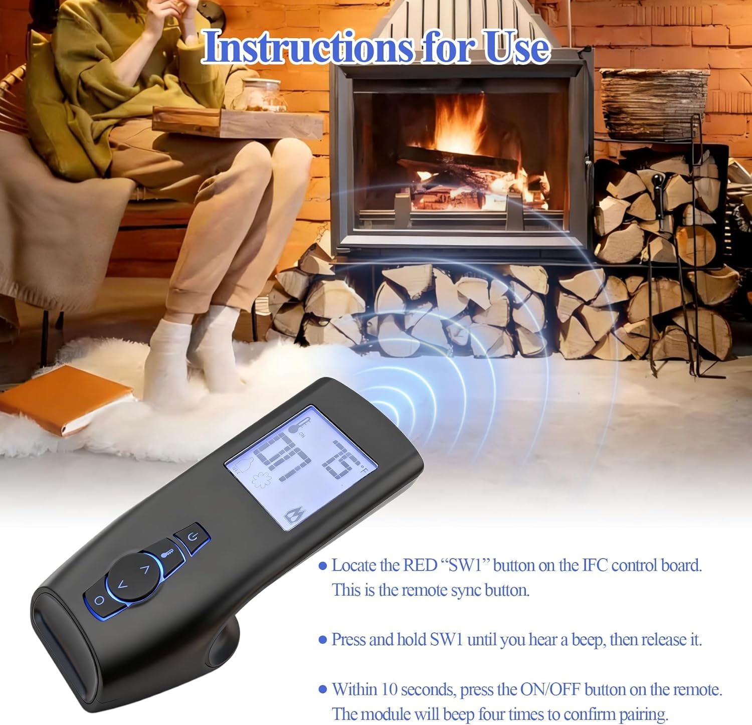 0.584.040 Fireplace Remote Control Transmitter Compatible with SIT Proflame 2 Transmitter GTMFSLA Series, Multi-Function Remote Replacement for SIT Proflame 2 IFC Control Module, Black