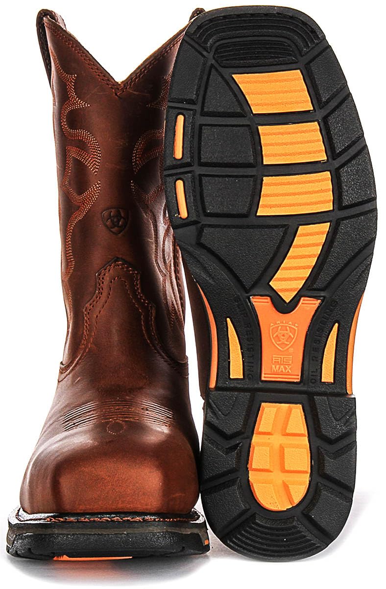 Ariat Workhog Toast - Botas Chelsea de trabajo con punta cuadrada ancha para hombre