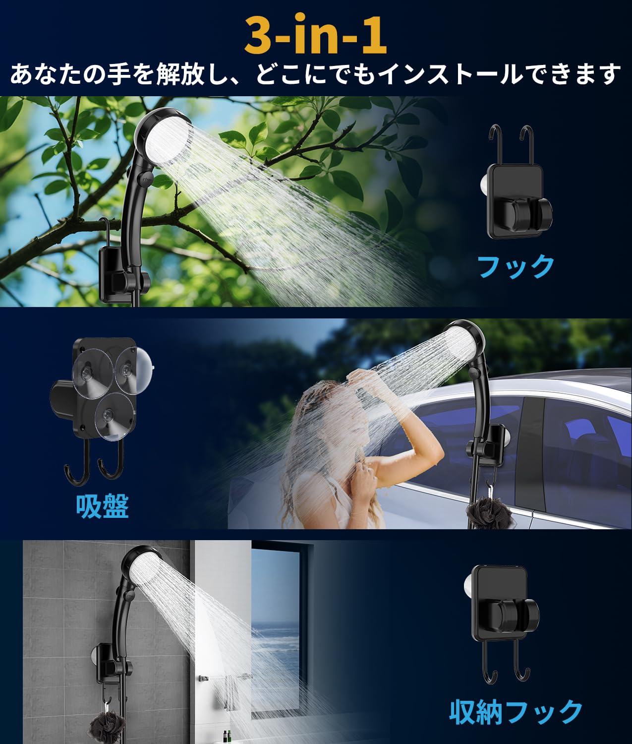 Amazon.co.jp: ポータブルシャワー PAHTTO 電動シャワー 大容量 簡易
