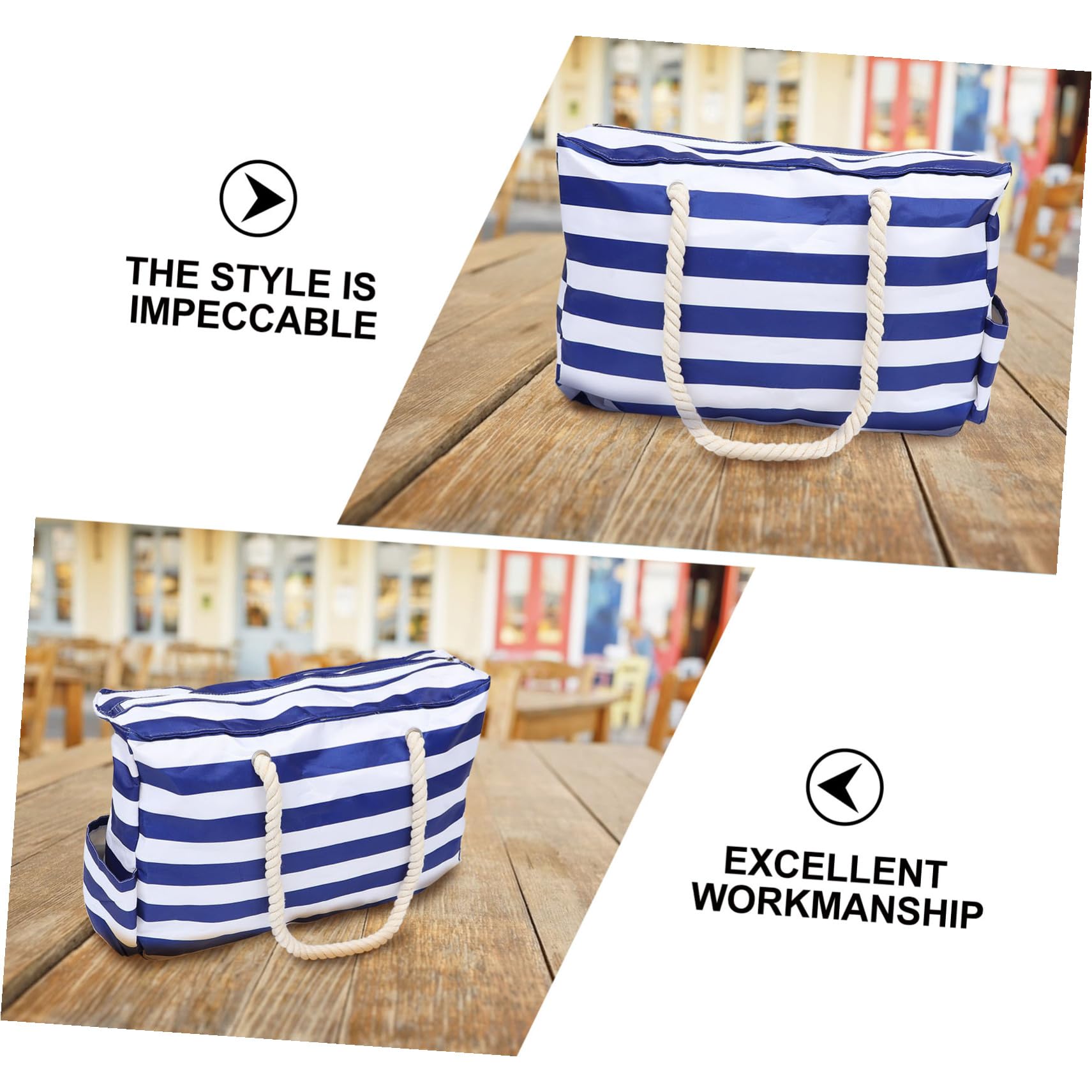 Abaodam Sac de Plage Toile Grand Imperméable Pochette Sac à Main Extérieur pour Activités Piscine Bleu