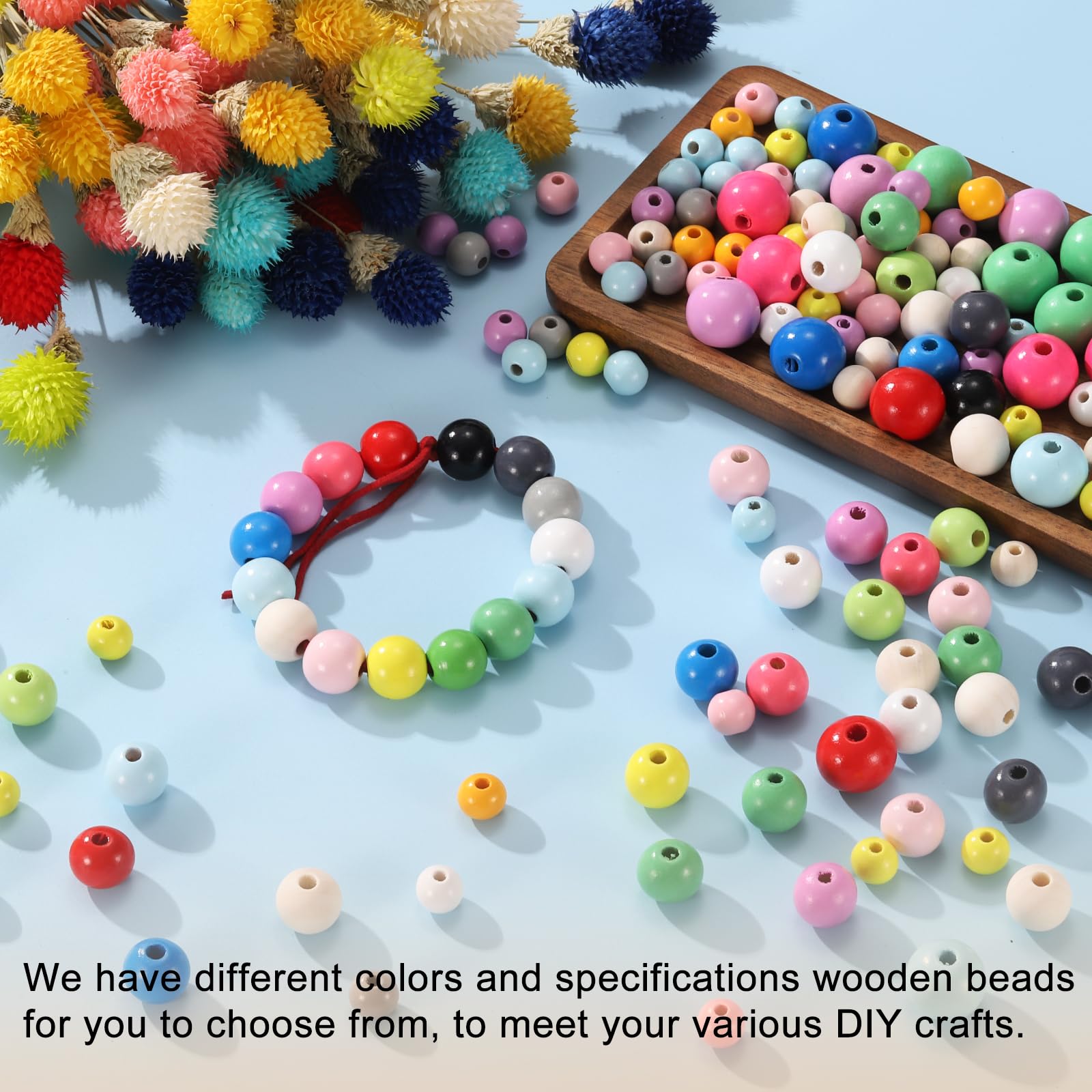 HARFINGTON 100 cuentas de madera gris profundo de 16 mm de profundidad de 3,3 mm, cuentas espaciadoras sueltas de madera redondas para hacer joyas, collares, pulseras, manualidades, macramé