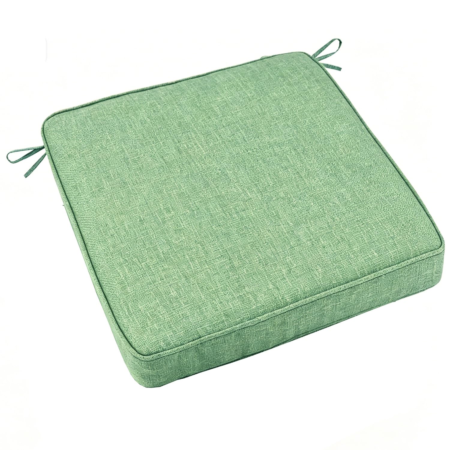 PLCIVSA Square Seat Cushions 25×25/30×30/45×45/50×50cm for Kitchen Chairs/Dining/Office,Memory Foam Chair Pads with Ties & Non-Slip Bottom,Washable Removable(Green,45x45x3cm)