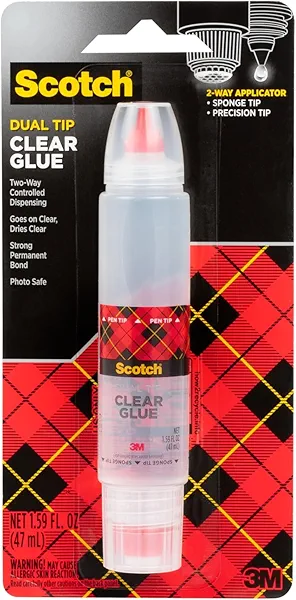 Scotch Clear Glue in 2-Way Applicator, 1.6 oz, Photo Safe and Non-Toxic, 1-Pack