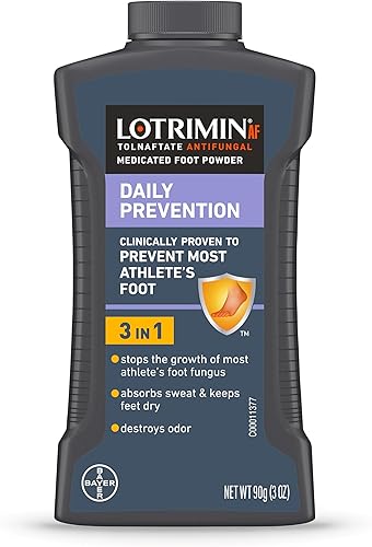 Lotrimin Pie de Atleta Prevención Diaria Polvo Medicado para Pies en Botella, 3 Onzas