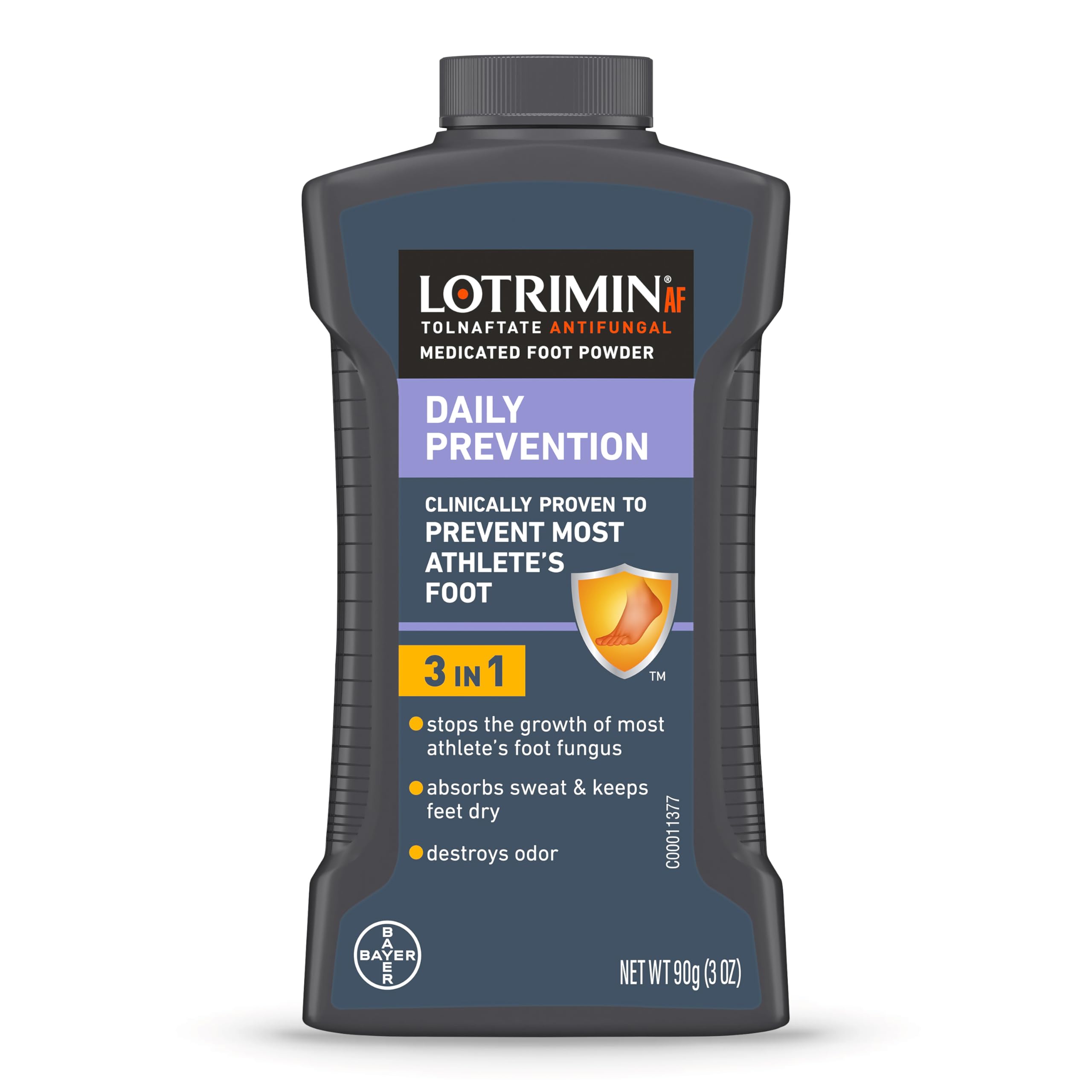 Lotrimin Athlete's Foot Daily Prevention Medicated Foot Powder Bottle, 3 Ounce