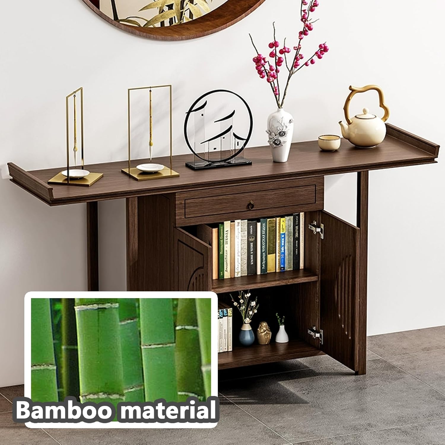 Personal Shrine Altar Table, Chinese Cabinet Pedestal Offering Table, Stand Meditation Prayer Tables with Storage, Buddhist Prayer Tables, for Relaxation, Prayers(Natural,120cm/47.2in)