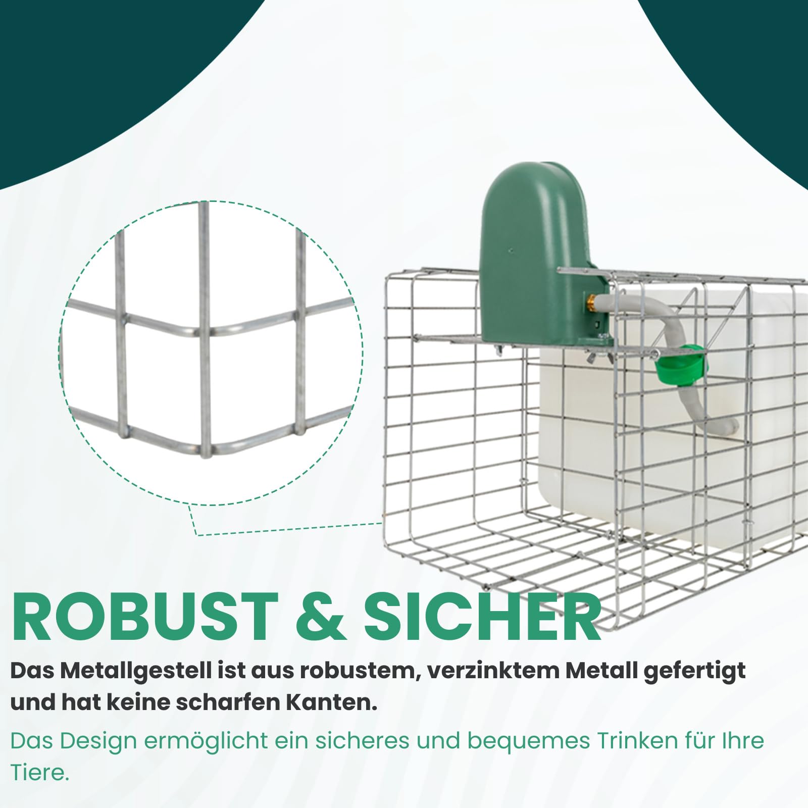 Breker Automatische Hühnertränke Metall 10 Liter [mit FILTERSYSTEM] - Selbstbefüllende Geflügeltränke -Wasserspender - Trinkbrunnen für Tiere - Ideal für Hühner, Gänse, Enten - Leichte Reinigung