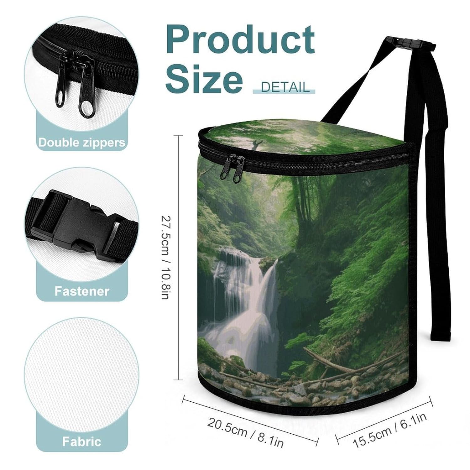Hanging Car Trash Bag Forests with Waterfalls Trees Printed Car Garbage Storage Bag Leakproof Car Trash Can Portable Garbage Storage Bags