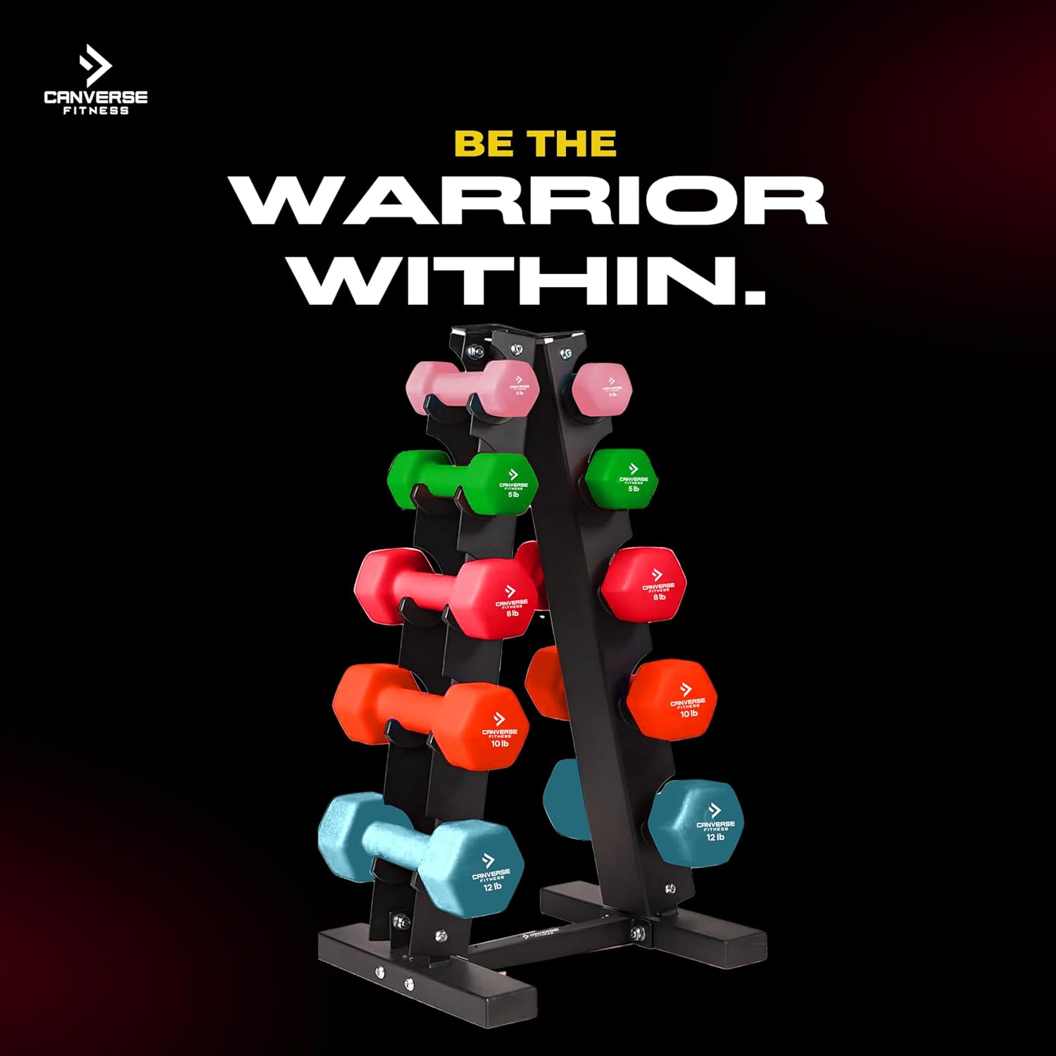 Neoprene Workout Dumbbells Weights - Non Slip, Anti Roll Exercise  Fitness Dumbbells Combo With Rack - Hex Shaped Hand weights for Men  Women - Ideal for Home and Gyms training