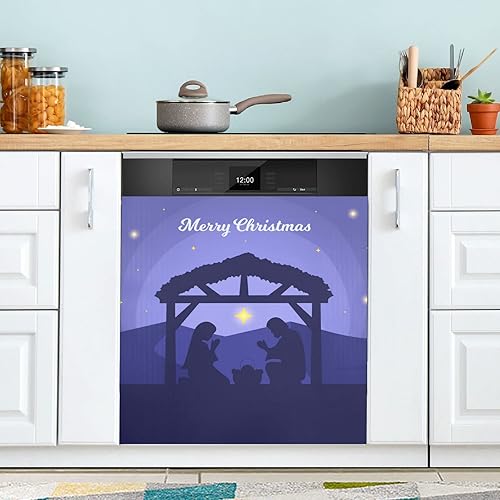 Hermosa cubierta magnética de Navidad para lavavajillas, calcomanía magnética grande para nevera, decoración de lavadora, calcomanías magnéticas
