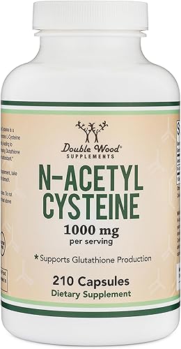 Suplemento NAC N-acetil cisteína (1,000 mg por porción, 500 mg por cápsula, 210 cápsulas) (probado por terceros) con tecnología de enmascaramiento