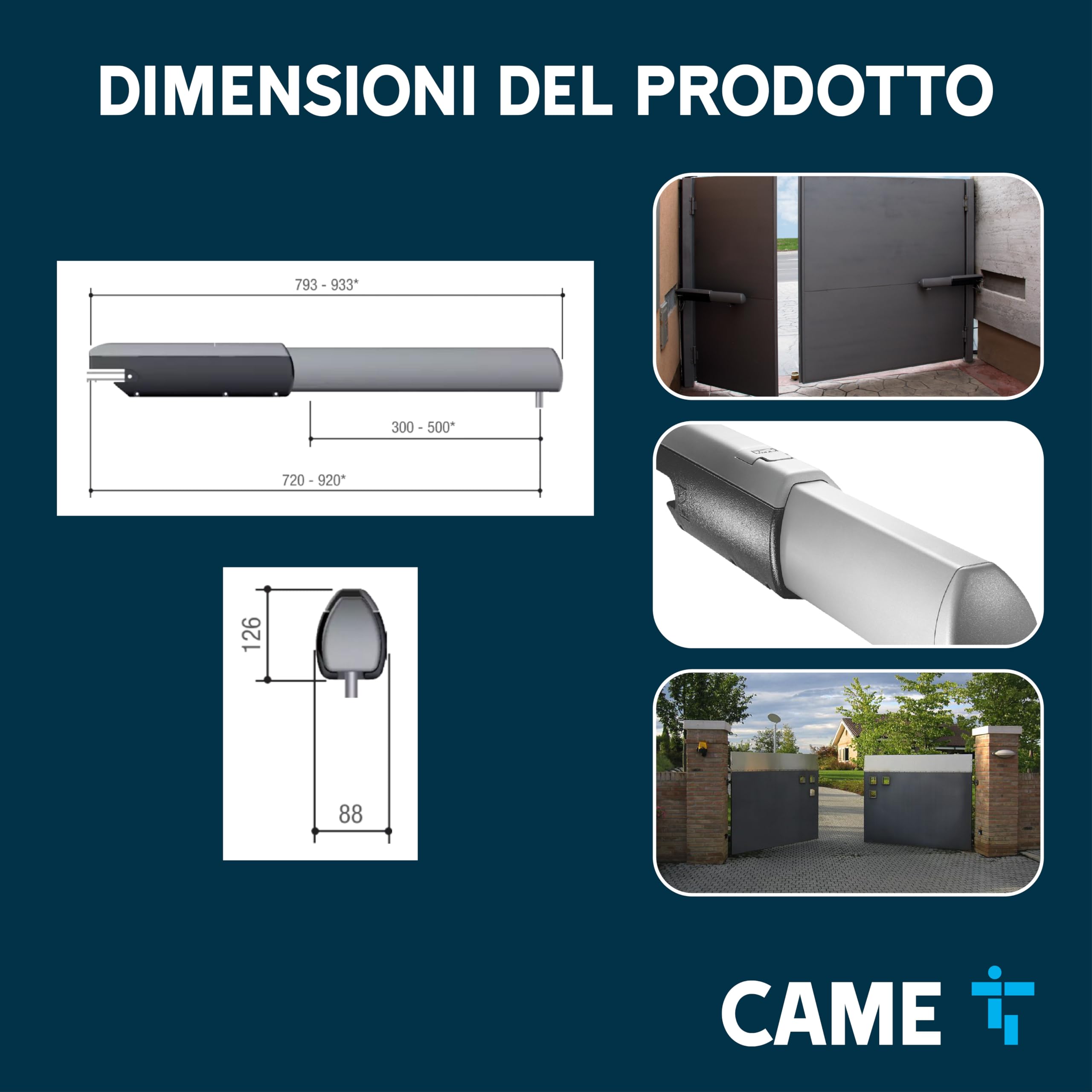 CAME Motoriduttore ATI 230V irreversibile per cancelli battenti con anta fino a 5m e 400kg con micro di finecorsa di apertura per movimenti sicuri ideale per uso residenziale e condominiale