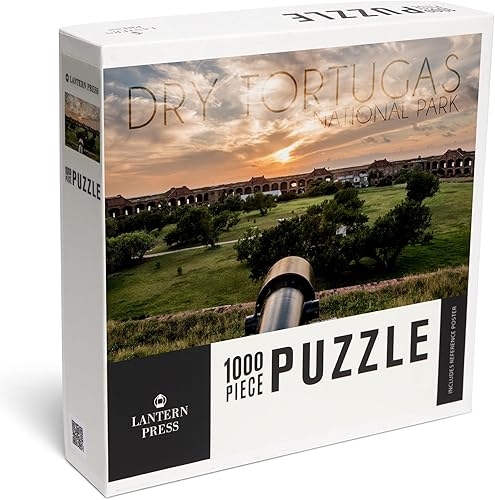 Lantern Press Rompecabezas de 1000 piezas, Parque Nacional Dry Tortugas, Florida, puesta de sol y cañón