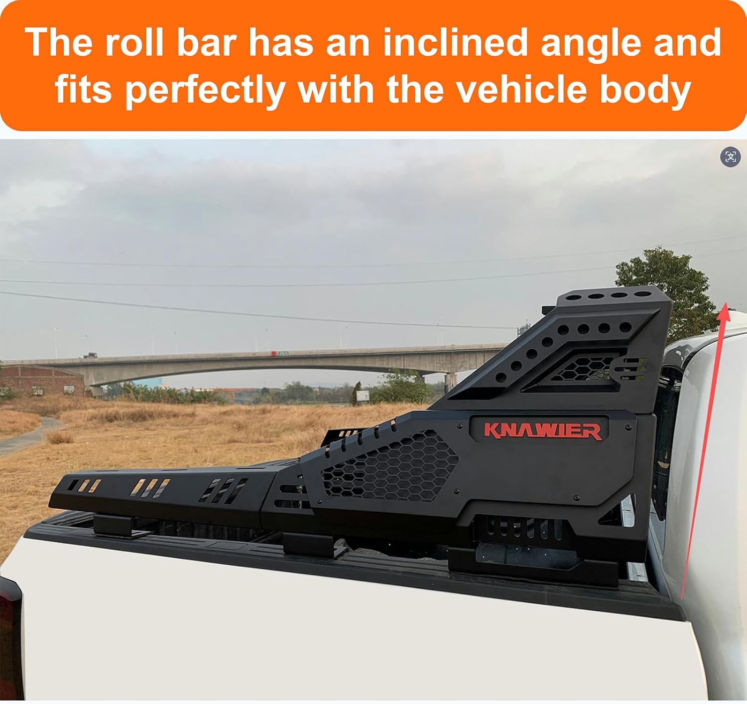 R26 Roll Bar for Full Size Pickup Truck, Adjustable Black Chase Rack/Roll Cage Compatible with Ram 1500/2500/3500,Silverado,Tundra,F-Series,Sierra,Titan&Titan XD,700Ibs Capacity,No Drilling